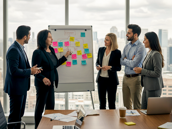 Kerstin B. Reile moderiert Workshop: Teamentwicklung am Whiteboard