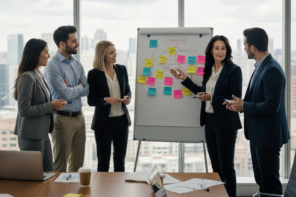 Team-Workshop am Whiteboard – Coaching & Training bei Reile Consulting